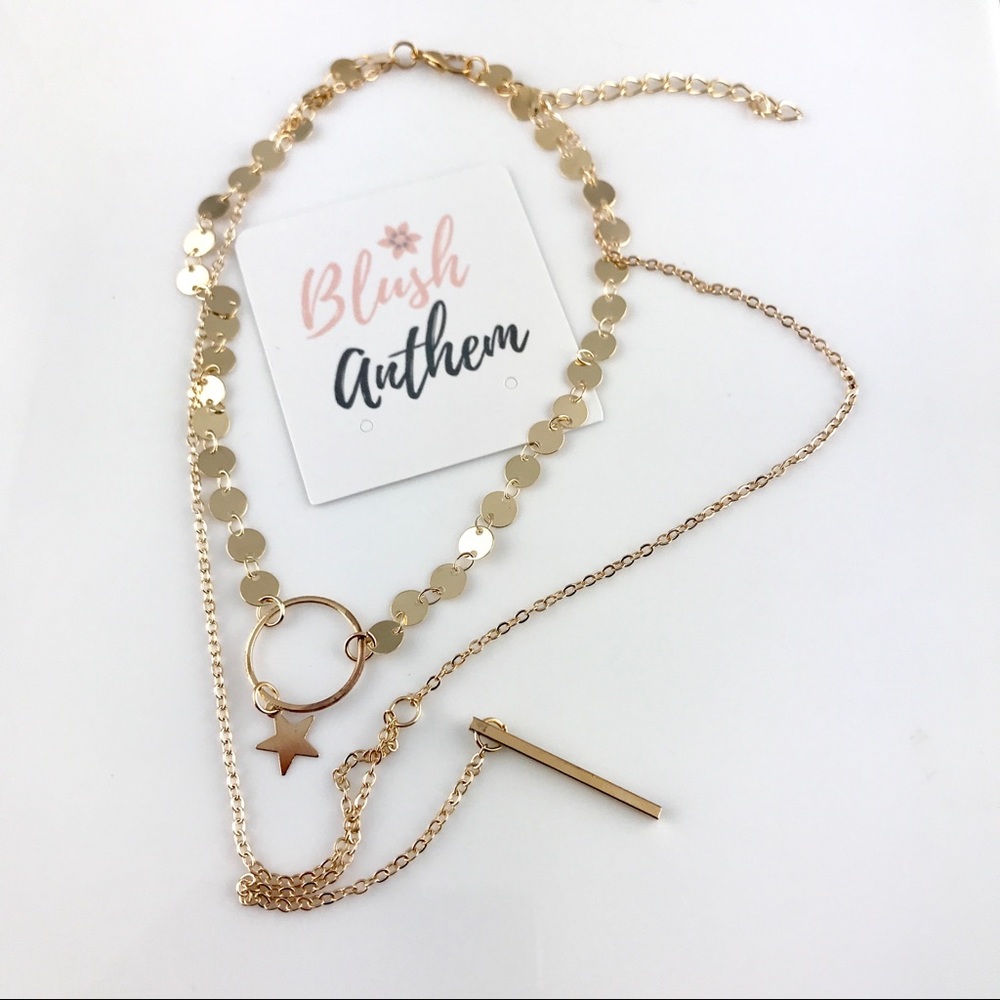 3/$25⚡️Sequin star layered circle choker necklace - Picture 4 of 6